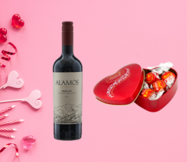 Alamos Merlot og Lindor Hjarta með rauðum kúlum